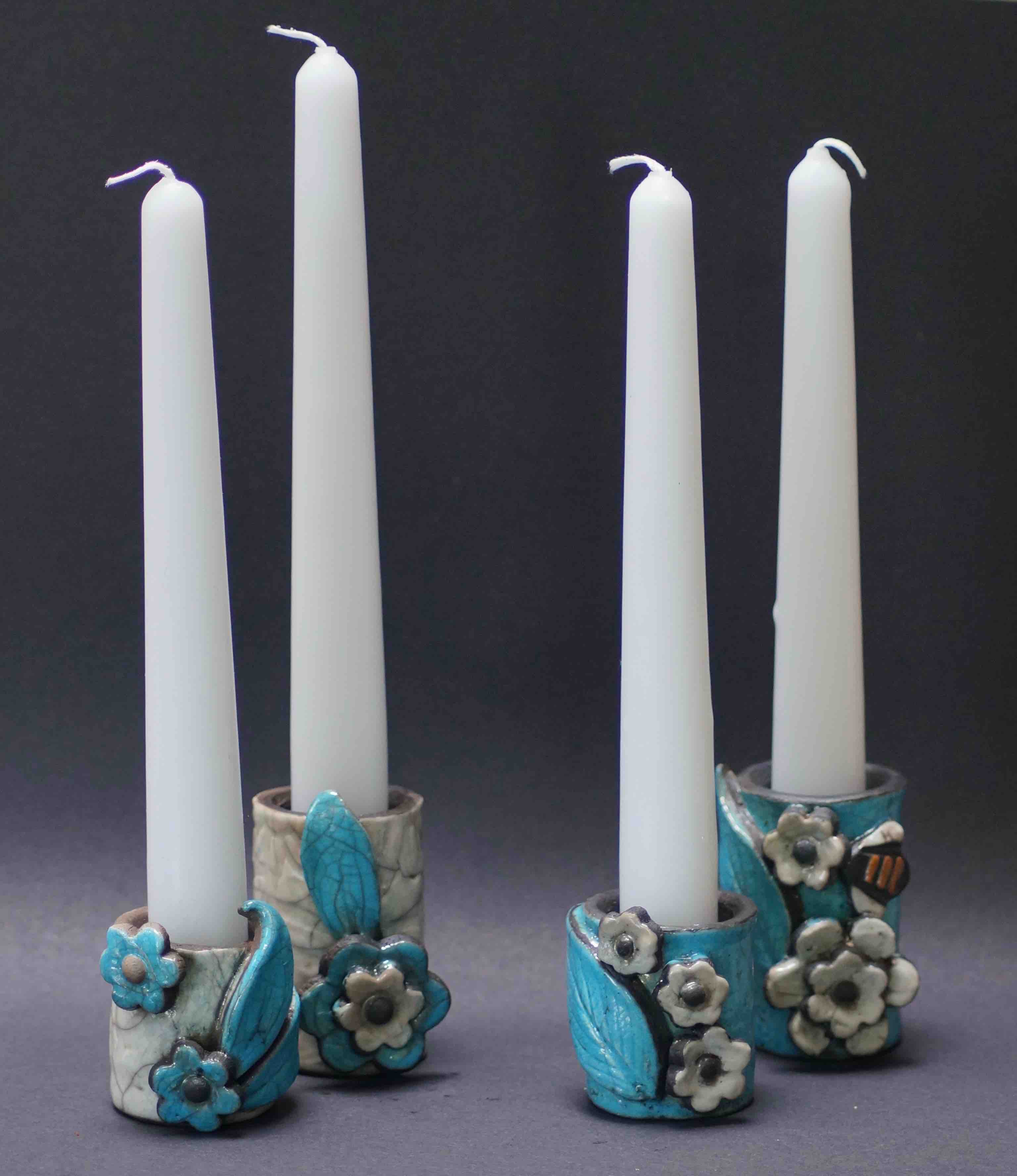 Candle sticks with bees and flowers